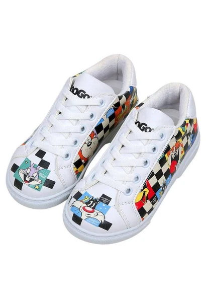 Unisex Çocuk Vegan Deri Beyaz Sneakers - Warner Bros You're Despicable Tasarım