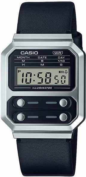 Casio A100WEL-1ADF Retro Quartz Dijital Deri Siyah 33 mm Erkek Kol Saati - 3