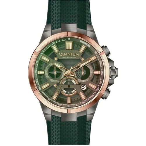 Quantum TTG1003.075 47 mm Yeşil Silikon Kordonlu Kronolu Erkek Kol Saati