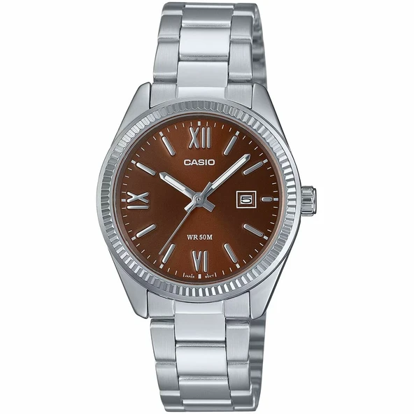 Casio LTP-1302DD-5AVDF Quartz Çelik Gri Kahverengi Kadran 32 mm Kadın Kol Saati
