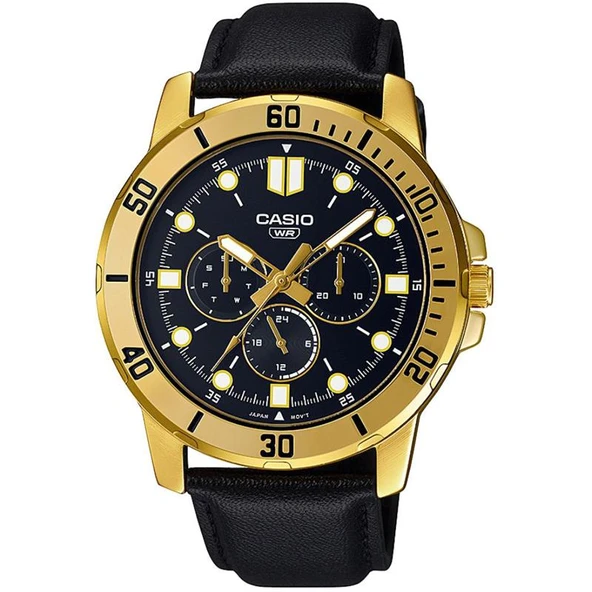 Casio MTP-VD300GL-1EUDF Deri Siyah 45 mm Erkek Kol Saati