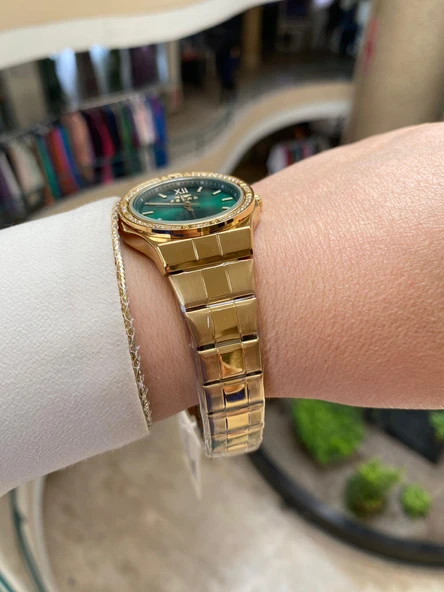 Ferro FL21358A-B6 Quartz Çelik Gold Yeşil Kadran 34 mm Kadın Kol Saati - 3