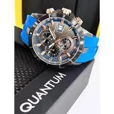 Quantum HNG893.065 Quartz 50 mm Mavi Silikon Siyah Kadran 10 ATM Erkek Kol Saati - 3