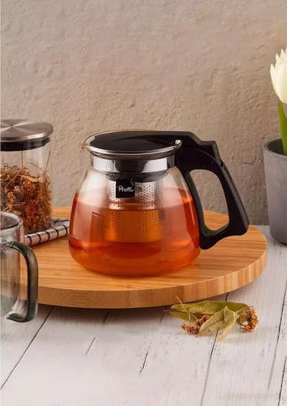 Luca Süzgeçli Cam Demlik - Çay Makinesi Uyumlu Cam Demlik - 900 ML
