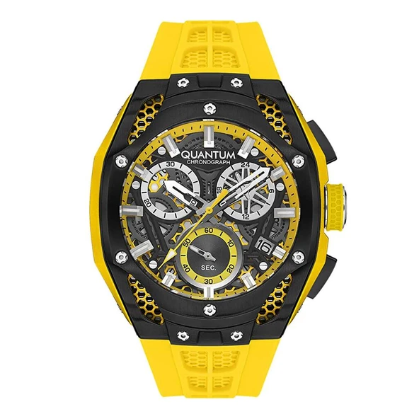 Quantum HNG1102.354 Quartz Silikon Sarı 10 ATM 46 mm Erkek Kol Saati