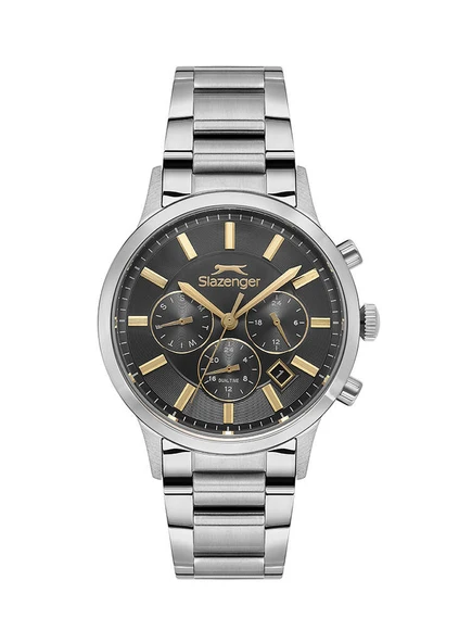 Slazenger SL.09.2511.2.05 Quartz Çelik Gri Siyah Kadran 42 mm Erkek Kol Saati