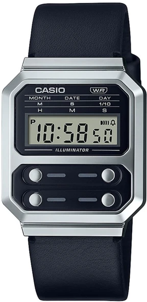 Casio A100WEL-1ADF Retro Quartz Dijital Deri Siyah 33 mm Erkek Kol Saati - 2