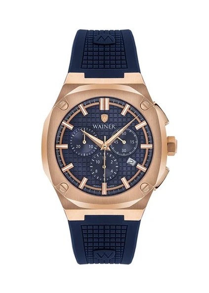Wainer WA.10200-E Quartz Swiss Made Silikon Lacivert Kronolu Erkek Kol Saati