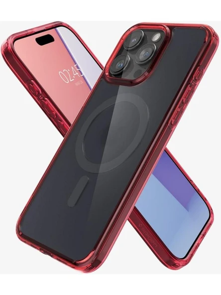 Spigen iPhone 15 Pro Kılıf, Spigen Ultra Hybrid Magfit (Magsafe Uyumlu) Deep Red - 4