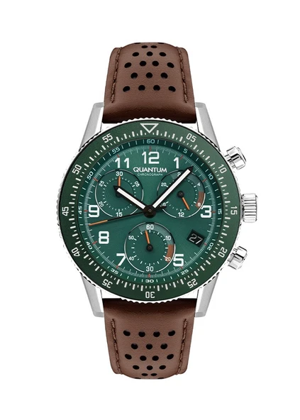 Quantum PWG1118.376 Quartz Deri Kahverengi Yeşil Kadran 45 mm Erkek Kol Saati - 2