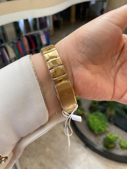 Ferro FL21358A-B6 Quartz Çelik Gold Yeşil Kadran 34 mm Kadın Kol Saati - 4
