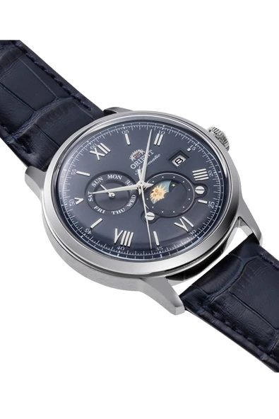 Orient RA-AK0806L30B Kurmalı Otomatik Sun&Moon Deri Lacivert 42 mm Erkek Kol Saati - 2