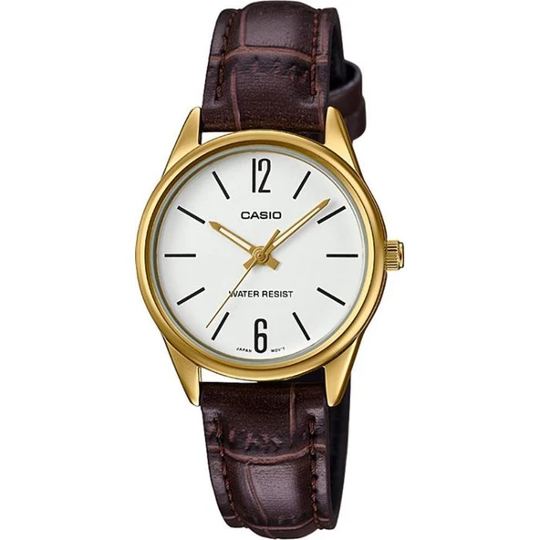 Casio LTP-V005GL-7BUDF Quartz Deri Kahverengi Beyaz Kadran 29 mm Kadın Kol Saati
