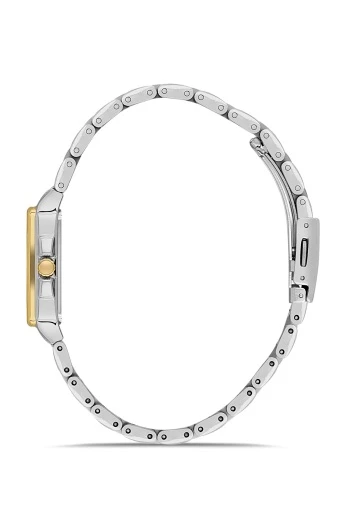 Ferro Quartz Çelik Altın/Gri Siyah Kadran 28 mm Kadın Kol Saati - 3