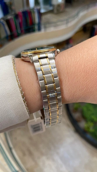 Ferro Quartz Çelik Altın/Gri Yeşil Kadran 31 mm Kadın Kol Saati - 5