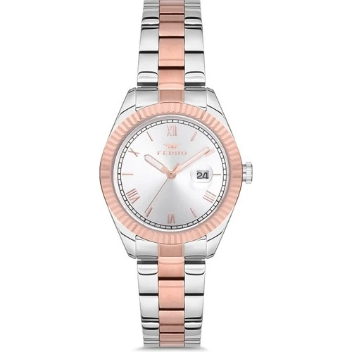 Ferro Rose ve Gümüş Çelik Kordon Kadın Kol Saati F21127A-E F21127A-E