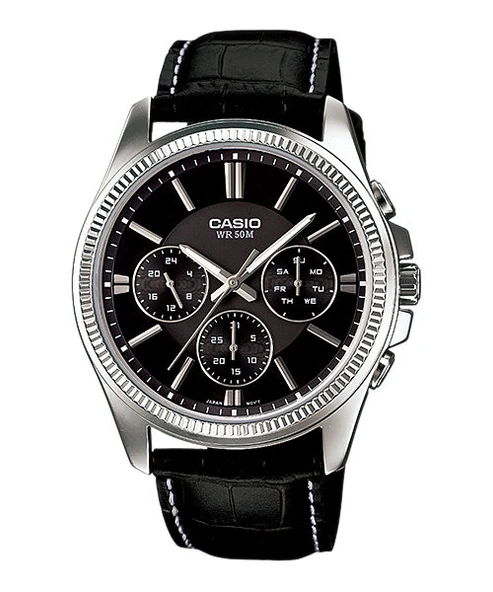Casio MTP-1375L-1AVDF Quartz Deri Siyah 42 mm Erkek Kol Saati - 1