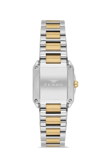 Ferro Quartz Çelik Altın/Gri Siyah Kadran 28 mm Kadın Kol Saati - 4