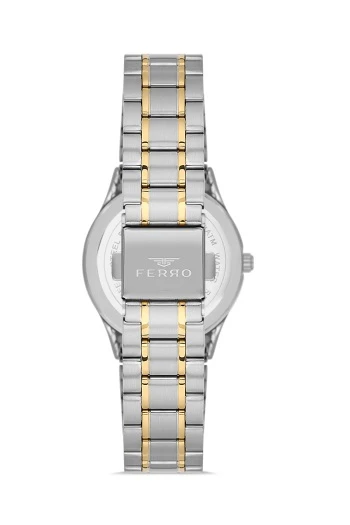 Ferro Quartz Çelik Altın/Gri Yeşil Kadran 31 mm Kadın Kol Saati - 4