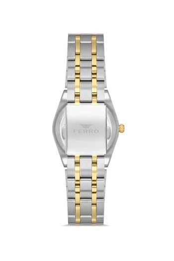 Ferro Quartz Çelik Altın/Gri 32 mm Kadın Kol Saati - 4