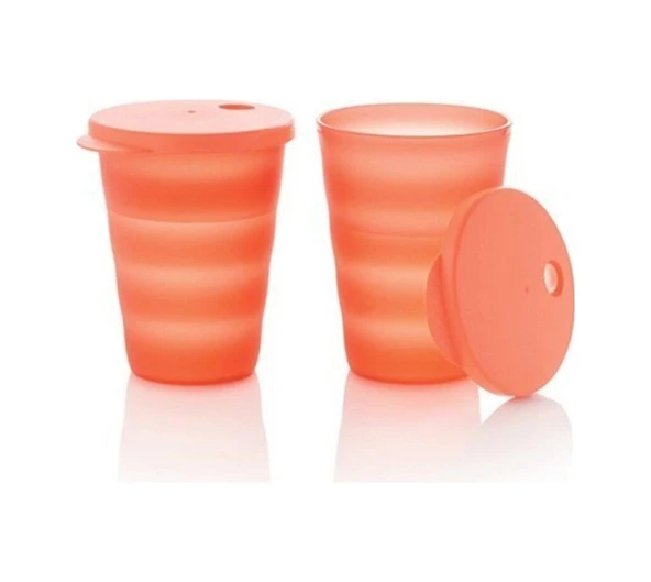 TUPPERWARE TURUNCU 2'Lİ PİPETLİ BARDAK SETİ