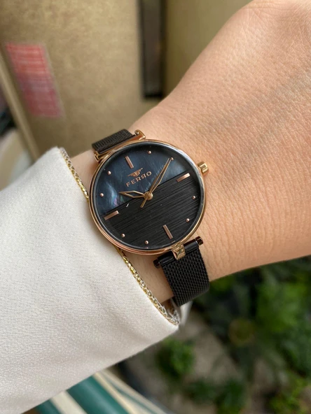 Ferro 33 mm Siyah Hasır Kordon Kadın Kol Saati F21224C-R F21224C-R