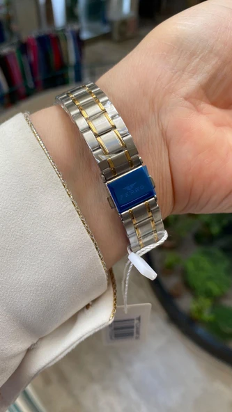 Ferro Quartz Çelik Altın/Gri Yeşil Kadran 31 mm Kadın Kol Saati - 6