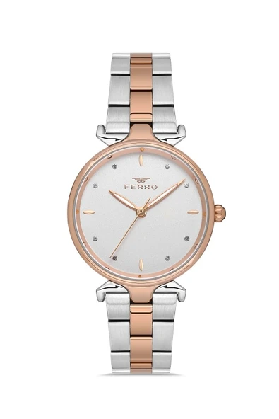 Ferro Quartz Çelik Rose/Gri 32 mm Kadın Kol Saati