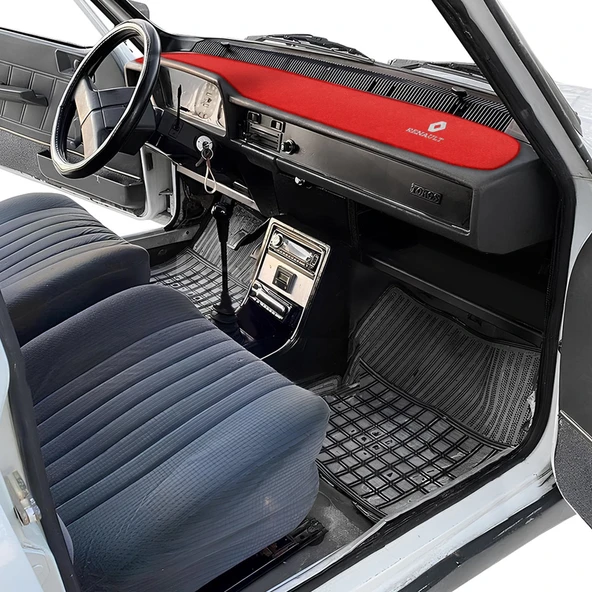 Renault 12 Toros Torpido Kaplama Halısı Örtüsü Renault 12 Toros Kırmızı Torpido Koruma Halısı - Resim 3