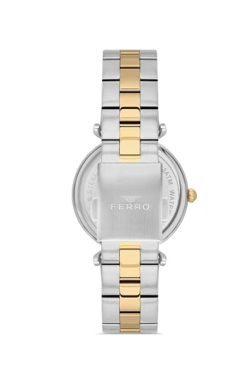 Ferro Quartz Çelik Altın/Gri 32 mm Kadın Kol Saati - 3