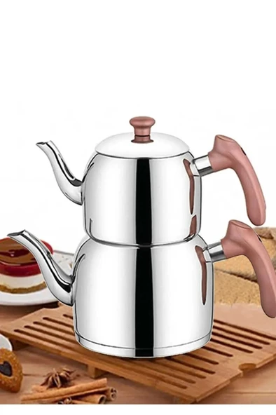 Özkent Vista Orta Boy 3,4Lt Paslanmaz Çelik Çaydanlık Rosegold K392 - 2