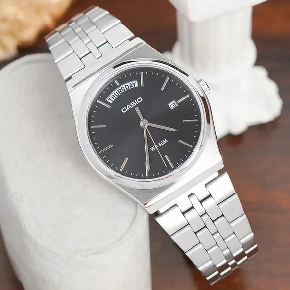 Casio MTP-B146D-1AVDF Quartz Çelik Gri Siyah Kadran 35 mm Erkek Kol Saati - 3