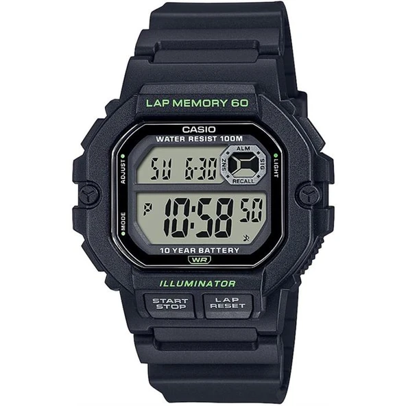 Casio WS-1400H-1AVDF Silikon Siyah 45 mm Erkek Kol Saati
