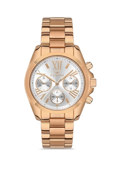 Ferro FL21259A-C Çelik 36 mm Rose Gold Kadın Saati+ Bileklik - 4