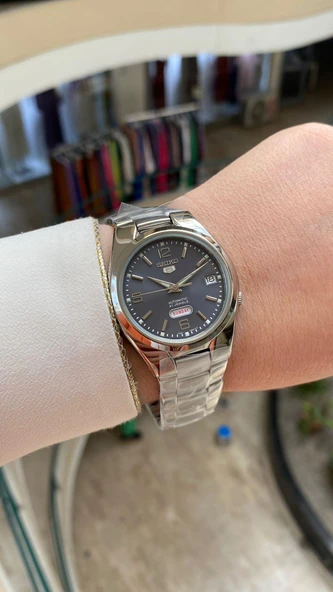 Seiko 5 SNK621K1 Otomatik Çelik Gri Yeşil Kadran 39 mm Erkek Kol Saati - 6