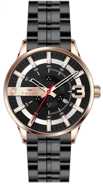 Ferro 45 mm Siyah Çelik Kordon Erkek Kol Saati F11200A-R F11200A-R