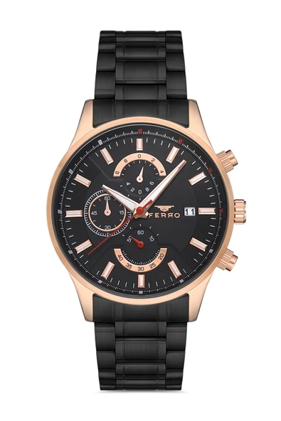 Ferro 44 mm Siyah Çelik Kordon Erkek Kol Saati FM31915A-R FM31915A-R