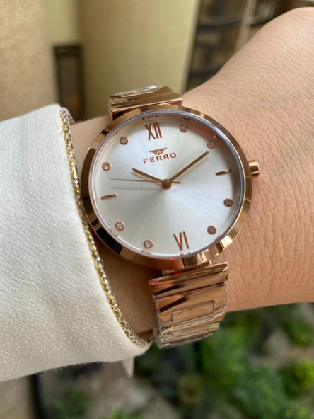 Ferro FL21241A-C 35 mm Rose Çelik Kordon Kadın Kol Saati