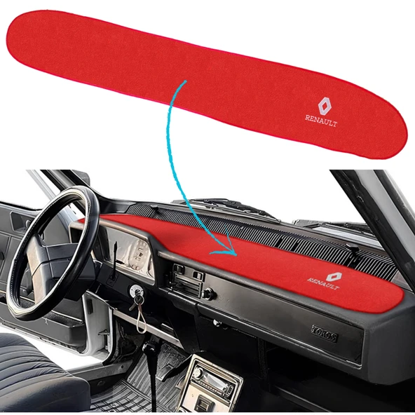 Renault 12 Toros Torpido Kaplama Halısı Örtüsü Renault 12 Toros Kırmızı Torpido Koruma Halısı
