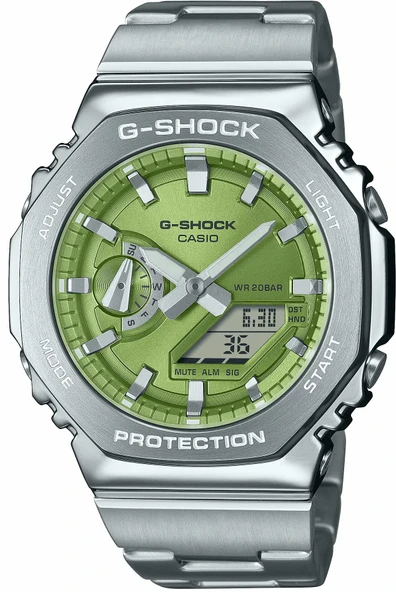 Casio GM-2110D-3ADR Quartz Çelik Gri Yeşil Kadran 20 ATM 45 mm Erkek Kol Saati