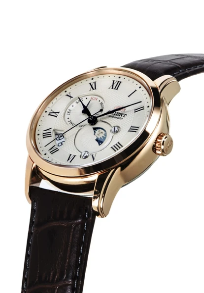 Orient  RA-AK0007S30B Kurmalı Otomatik Deri Kahverengi Safir Cam Krem Kadran 43 mm Erkek Kol Saati - 4