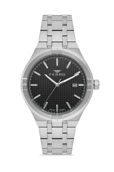 Ferro Quartz Çelik Gri Siyah Kadran 42 mm Fonksiyonları Aktif Erkek Kol Saati