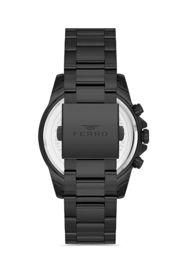 Ferro Quartz Çelik Siyah 44 mm Fonksiyonları Aktif Erkek Kol Saati - 3