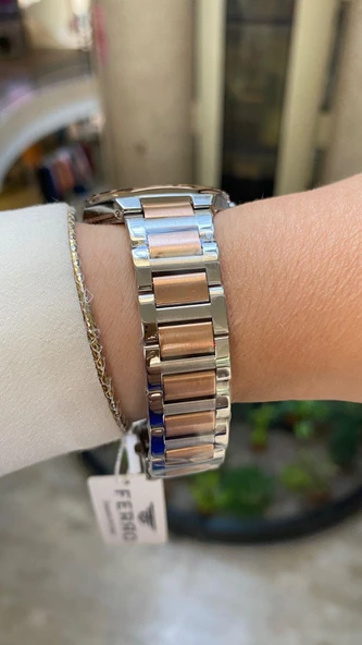 Ferro Quartz Çelik Rose/Gri 34 mm Kadın Kol Saati - 5