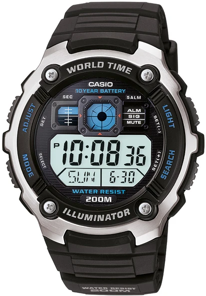 Casio AE-2000W-1AVDF Quartz Silikon Siyah 20 ATM 48 mm Erkek Kol Saati