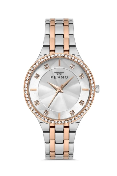Ferro FL21467A-E Quartz Çelik Rose/Gri 35 mm Kadın Kol Saati