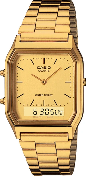 Casio Retro AQ-230GA-9DMQ Quartz Çelik Altın Rengi 28 mm Erkek Kol Saati