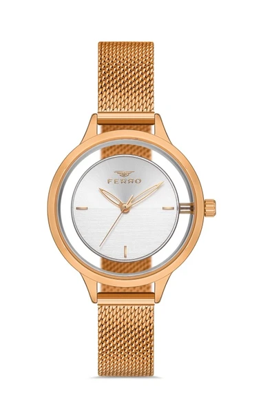 Ferro 34 mm Rose Hasır Kordon Kadın Kol Saati FL21234C-C FL21234C-C