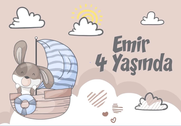 Sevimli Kedi Temalı Doğum Günü Afişi 35X50 cm ürün görseli