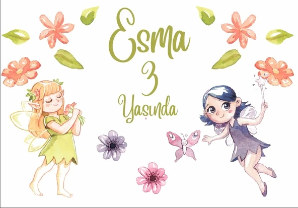 Peri Temalı Doğum Günü Afişi 50X70 cm ürün görseli